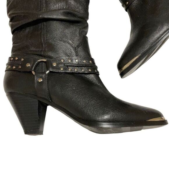 Dingo Emma Slouchy Western Boot, 7. Black withSilver Hardware. - Picture 6 of 16